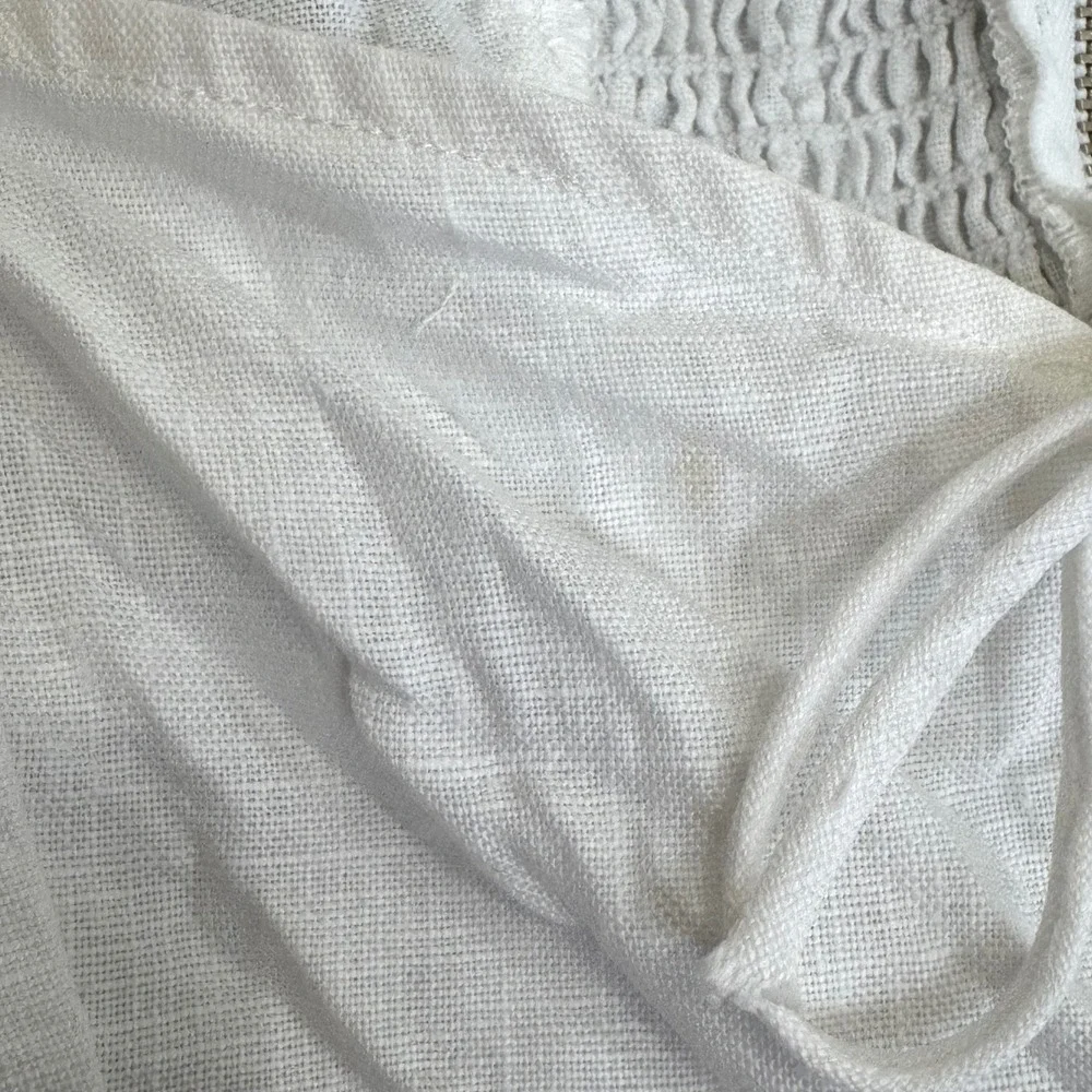 Reformation Linen Crop Top Milkmaid Peasant 4 White Puff Sleeve Boho Cottagecore